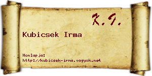 Kubicsek Irma névjegykártya