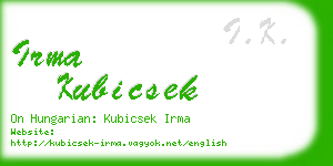 irma kubicsek business card